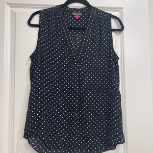 Vince Camuto Black Polka Dot Sleeveless Top